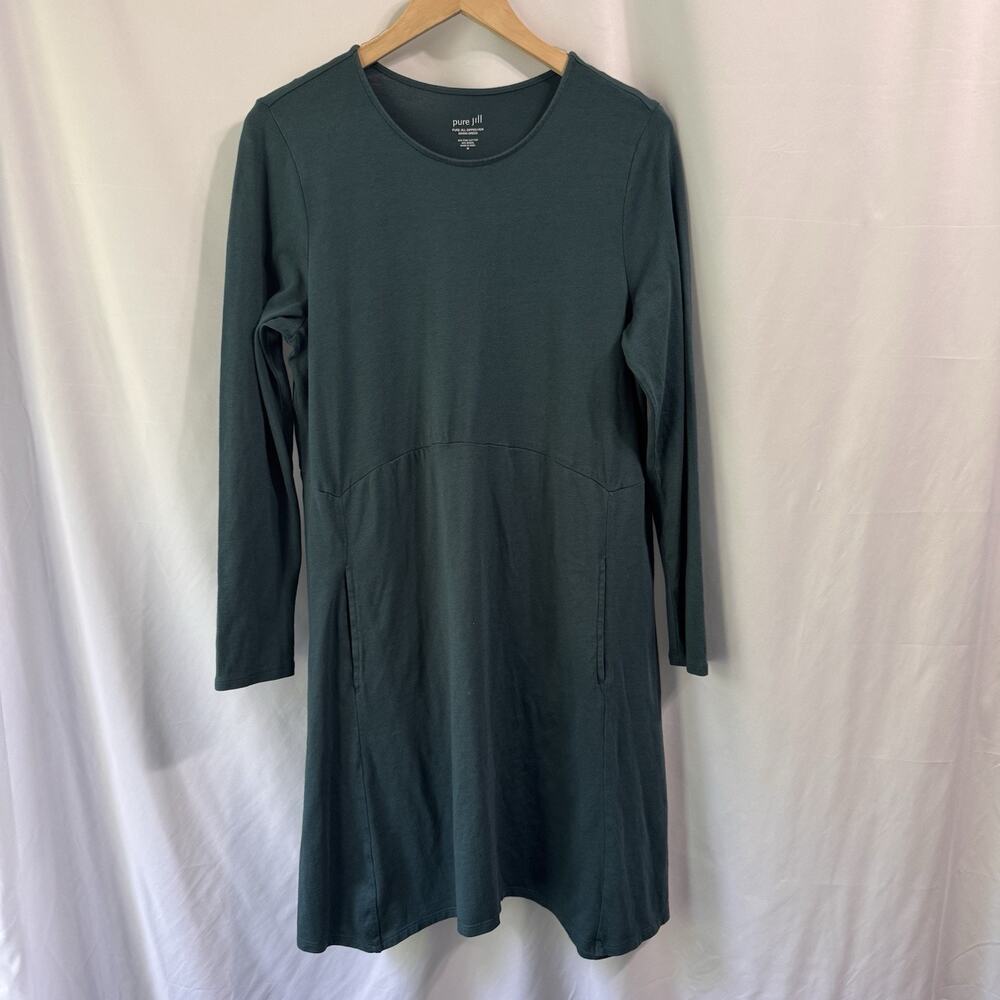 J. Jill PURE JILL Women Green Swing Dress Size Medium Pima Cotton Modal Pockets